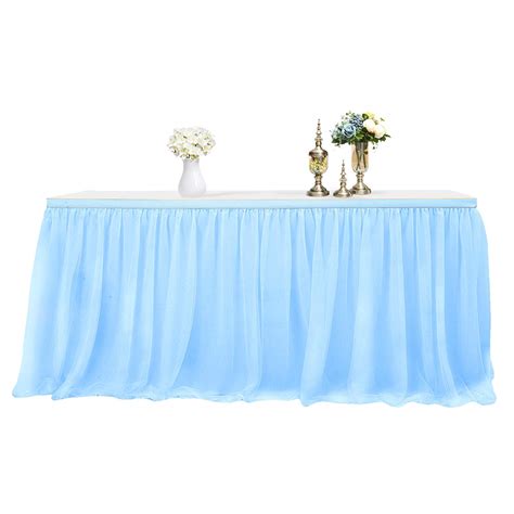 Exquisite Silver Table Skirt 6 Pack 29" X 14' Disposable Plastic Table Skirts for Rectangle Tables 6ft + or Round Tables - Ruffle Table Skirt with Adhesive Strip - Gender Reveal Decor & Party. 32. $1999 ($3.33/Count) List: $29.99. FREE delivery Fri, Mar 1 on $35 of items shipped by Amazon. Only 1 left in stock - order soon.